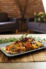 Asian food in a restaurant