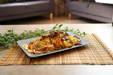 Asian food in a restaurant