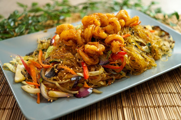 Asian food in a restaurant