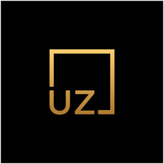 initial letter UZ with square frame line art. business consulting concept. studio,room,group icon. Suitable for business consulting group company. square lines have connected meanings. - vector