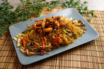 Asian food in a restaurant