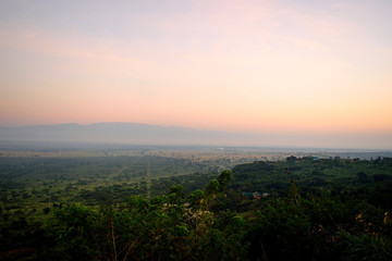 View of the Queen Elizabeth National Park at sunrise