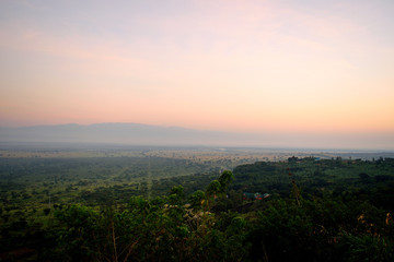 View of the Queen Elizabeth National Park at sunrise