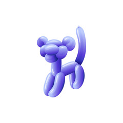 Blue balloon animal toy isolated on white background - vector illustration