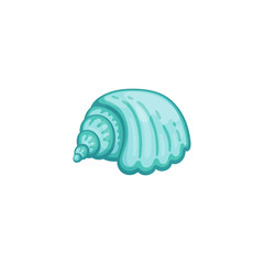 BLue seashell - ocean, sea beach ellement cartoon vector illustration isolated.