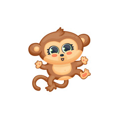 Fototapeta premium Cartoon monkey character vector illustration in kawaii japanese style isolated.