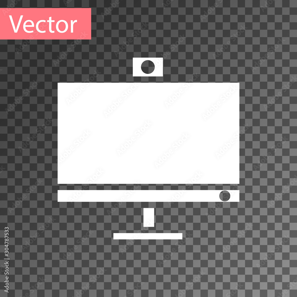 Wall mural white computer monitor icon isolated on transparent background. pc component sign. vector illustrati