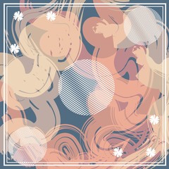 Hijab creative scarf with splash brush ink and leaves for Printing Production. 