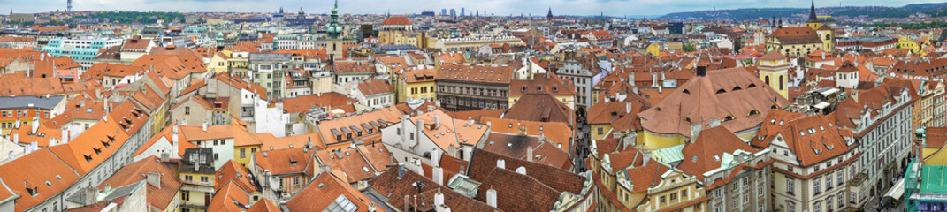 Fototapeta na wymiar Panoramic view of roofs in Prague