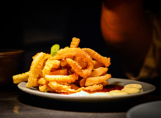 Deep Fried Calamari in White Plate