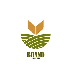 Agriculture vector logo design, agronomy, wheat farm, rural country farming field, natural harvest