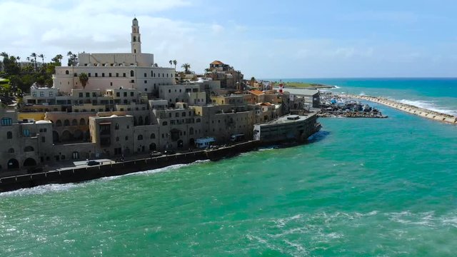Old port of Jaffa in Tel Aviv Israel. Viev on Old Jaffa. Sunny day