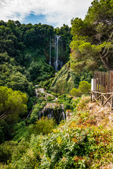 View of the Marmore Falls with little water, Terni - Italy