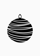 Hand drawn christmas ball isolated. Vector sketch black and white background illustration icon doodle