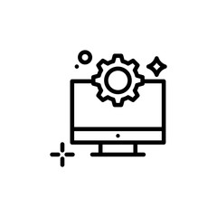 Monitor Settings Vector Line Icon