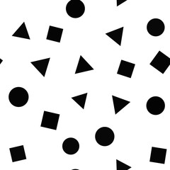 Geometric basic shapes seamless pattern. Circles, squares and triangles texture.