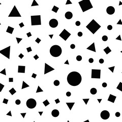 Geometric basic shapes seamless pattern. Circles, squares and triangles texture.