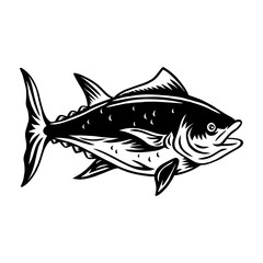 Vintage tuna fish retro isolated vector illustration on a white background.