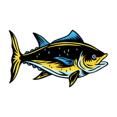 Vintage tuna fish retro isolated vector illustration on a white background.