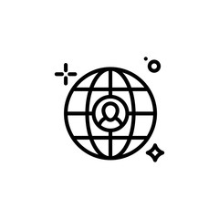 Global Management Vector Line Icon