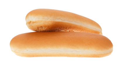 Hot dog buns isolated on white background.