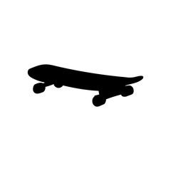 Black skateboard silhouette icon from side view - modern street sport equipment outline