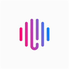 initial letter L abstract for information technology and digital. minimalist sound music equalizer, Bass, DJ icon. audio logotype Unique and simple element. - vector