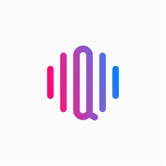 initial letter Q abstract for information technology and digital. minimalist sound music equalizer, Bass, DJ icon. audio logotype Unique and simple element. - vector