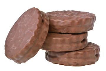 Shortbread cookie sandwich in chocolate icing