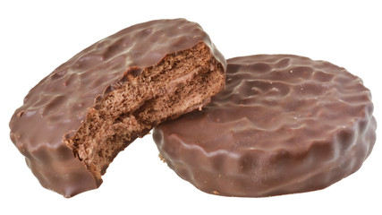Shortbread cookie sandwich in chocolate icing