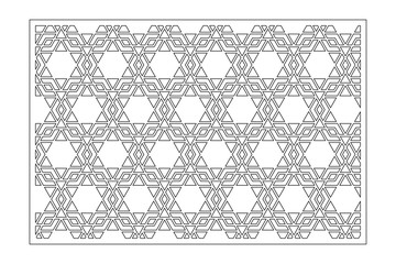 Decorative card for cutting. Arabic geometric mosaic pattern. Laser cut. Ratio 3:2. Vector illustration.