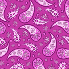 Paisley seamless pattern. Pink decorative ornament, vector