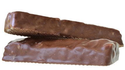 Chocolate bar with peanut and puffed rice isolated