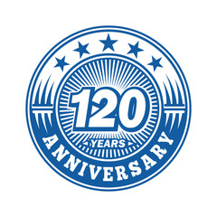 Fototapeta na wymiar 120 years logo. One hundred and twenty years anniversary celebration logo design. Vector and illustration.