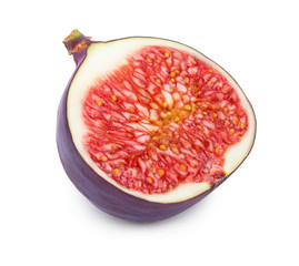 Fresh fig half fruit isolated on white background