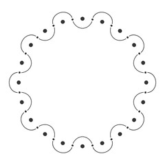 Abstract round meander, circular geometric ornament, frame of circles and smooth lines.