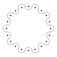 Abstract round meander, circular geometric ornament, frame of circles and smooth lines.