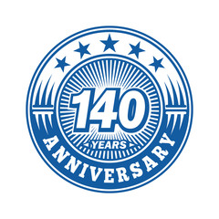 140 years logo. One hundred and forty years anniversary celebration logo design. Vector and illustration.