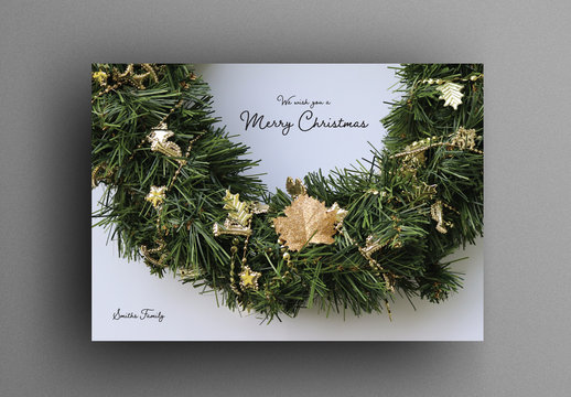 Christmas Card Layout with Wreath Image