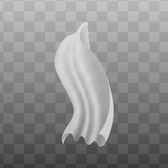 Silky white curtain blowing in the wind floating mid air