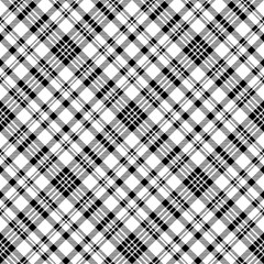 Diagonal black white check plaid seamless pattern