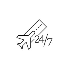 24/7 airport - minimal line web icon. simple vector illustration. concept for infographic, website or app.