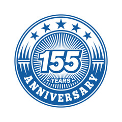 155 years logo. One hundred and fifty-five years anniversary celebration logo design. Vector and illustration.