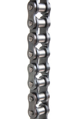 Driving roller chain isolated on a white background