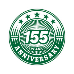 155 years logo. One hundred and fifty-five years anniversary celebration logo design. Vector and illustration.