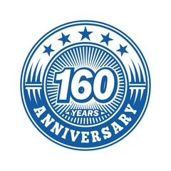 160 years logo. One hundred and sixty years anniversary celebration logo design. Vector and illustration.