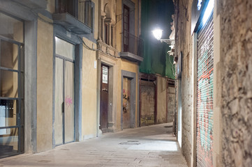 Fototapeta na wymiar Foto reportaje: una noche en el Barrio Gótico. Barcelona. España. Noviembre 2019