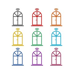 Glass break sensor color icon set isolated on white background