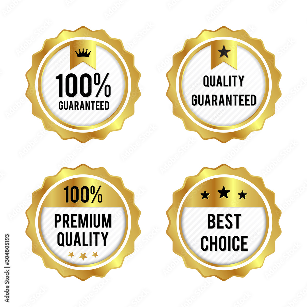 Wall mural Set of premium quality golden labels isolated on white background - vector