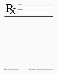 Doctor's Rx pad template. Blank medical prescription form - obrazy, fototapety, plakaty